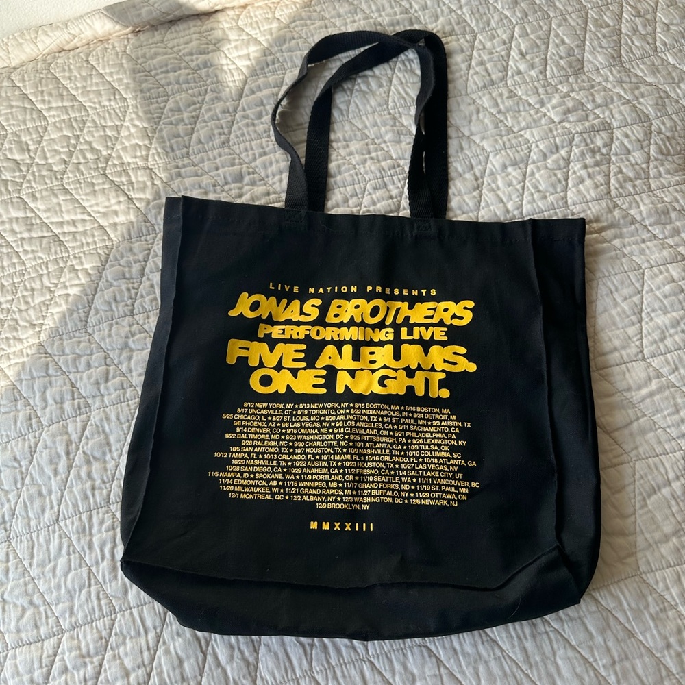 Jonas Brothers Black Tote with Yellow Text